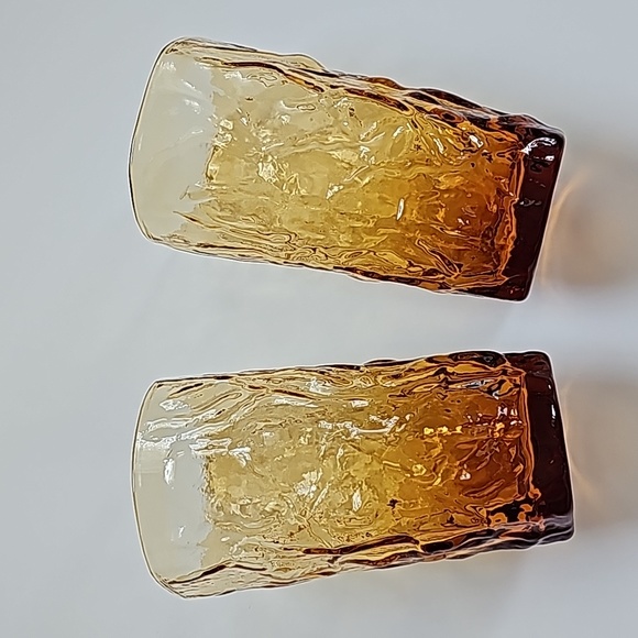 S/2 Vintage Retro Driftwood Amber by Seneca Highball Glasses - Picture 2 of 4